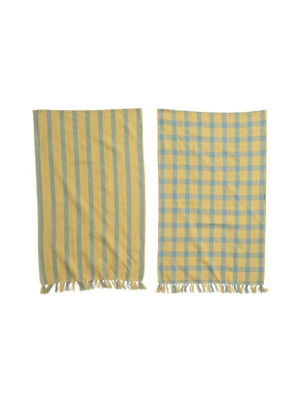 Woven Pair Cotton and Linen Tea Towels with Fringe NEW Kitchen Decor Home Decor